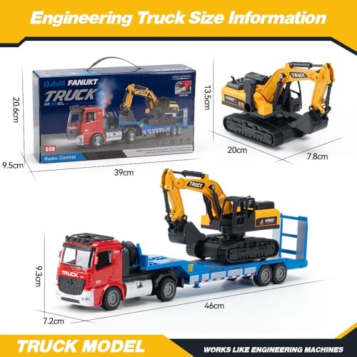 X-Verse Camión de carga y excavadora RC de 2,4 GHz, juguete radiocontrol con sonido y luces, adecuado para vehículos de construcción para niños, 3 pilas (rojo) - imagen 6