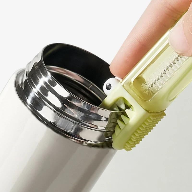 Image of Cots and Cuddles 1pc Bottle Cleaning 3-in-1 Silicone Cleaning Kit for Baby Milk Bottles, Nipple Cleaner and Straw Tool |Multipurpose Scrubbing Brush |Random Colour (Crocodile)