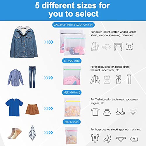 GOGOODA-5-Set-Mesh-Laundry-Bags-Delicates-Washing-Bags-Multisize-for-Sweater-Blouse-Hosiery-Bras-Machine-Wash-Bags-for-Travel-Storage-Organization