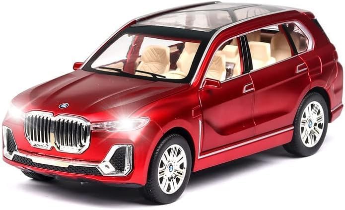 Image of Metal Pull Back Diecast Car 1:24 Big Bmw X7 Pull Back Car Model With Sound Light Boys Gifts Toys For Kids?Pack Of 1?,Multicolor