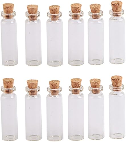 Miniatura 2 de 100 mini botellas de vidrio colgantes de 0.08 onzas líquidas con corcho para decoración de botellas pequeñas, frascos de manualidades, frascos de