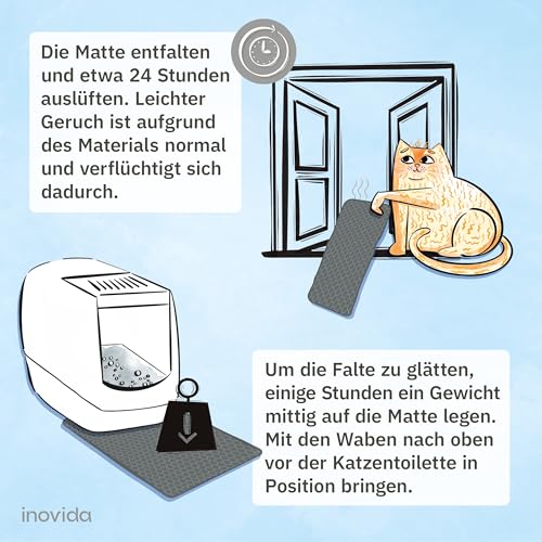 Katzenklo Matte Grau XS : Katzenmatte 30x40cm Waschbar Extra Klein – Katzenstreu Auffangmatte – Platzsparende Katzentoilette Matte – Katzentoilette Vorleger – Katzenklomatte von Inovida