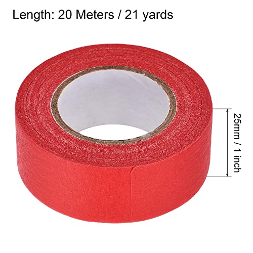Image of uxcell 3Pcs 25mm 1 inch Wide 20m 21 Yards Masking Tape Painters Tape Rolls Red