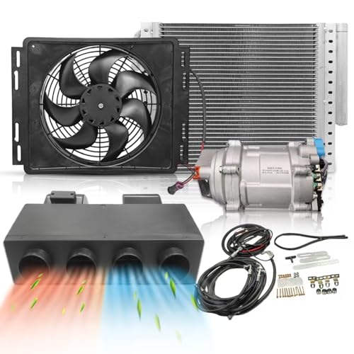 10000 BTU Universal Under Dash AC Heater Combo, 12V DC Automotive A/C Cooling & Heating Unit, 12 Volt Underdash System with 20cc Compressor, Versatile for Car RV Motorhome Tractor