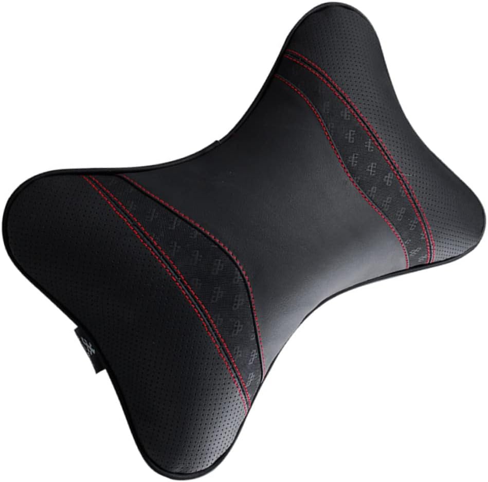 SOLUSTRE Ergonomic Car Neck Pillow Auto Seat Headrest Leather Pillow for Safety Auto Headrest Support Breathable Car Seat Accessories