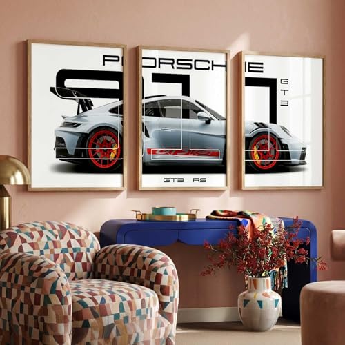 Image of HOTHOUSE Big Porsche Cars Framed Posters Gift Items for Boys Room Wall Decoration Bedroom Living Room Office Studio Decor | Car Poster Frame for Wall Decor Set Of 3 Size (19 X 25 inch)