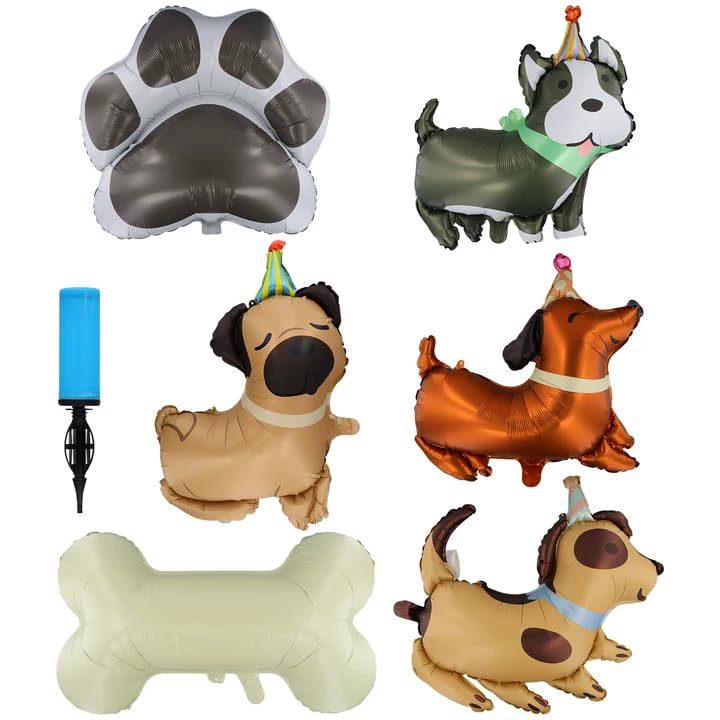Globos de Helio Animales, Globo de Perro, Globos Cumpleaños Perros, Decoraciones de Fiesta Infantil, Globo Foil para Niños, Fiesta Tema Animales, Incluye Bomba