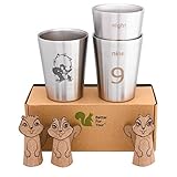 Better For Your - Kids Toddler Stainless Steel Double Wall Tumbler Cups - Small, 8oz (250ml) - Set of 3 - Juggling Squirrel and Numbers 7-8-9
