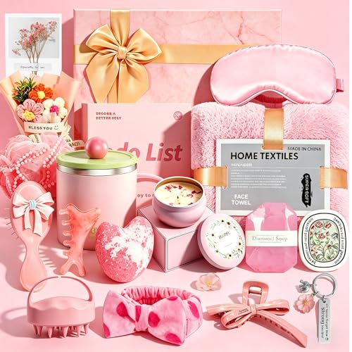 LINMAGCO Birthday Gifts for Women, 18Pcs Hampers Gift Box, Female Relaxation Self Care Package Spa Bath Set,Thank You Gifts for Girls,Friends, Mum, Wife, Sister, Birthday Basket Gift Set Ideas