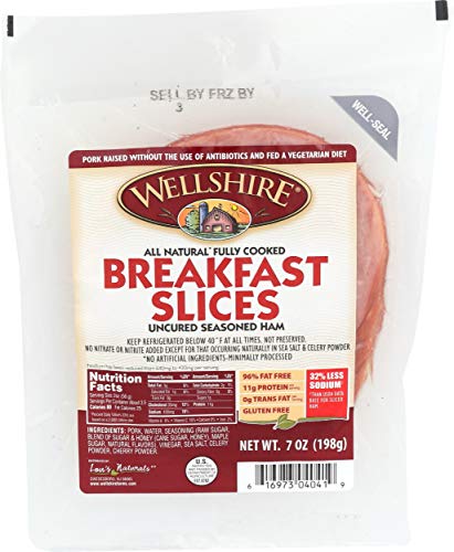 Wellshire Farms, Pork Ham Steak Boneless Breakfast Uncured Slices, 7 Ounce #TOP24