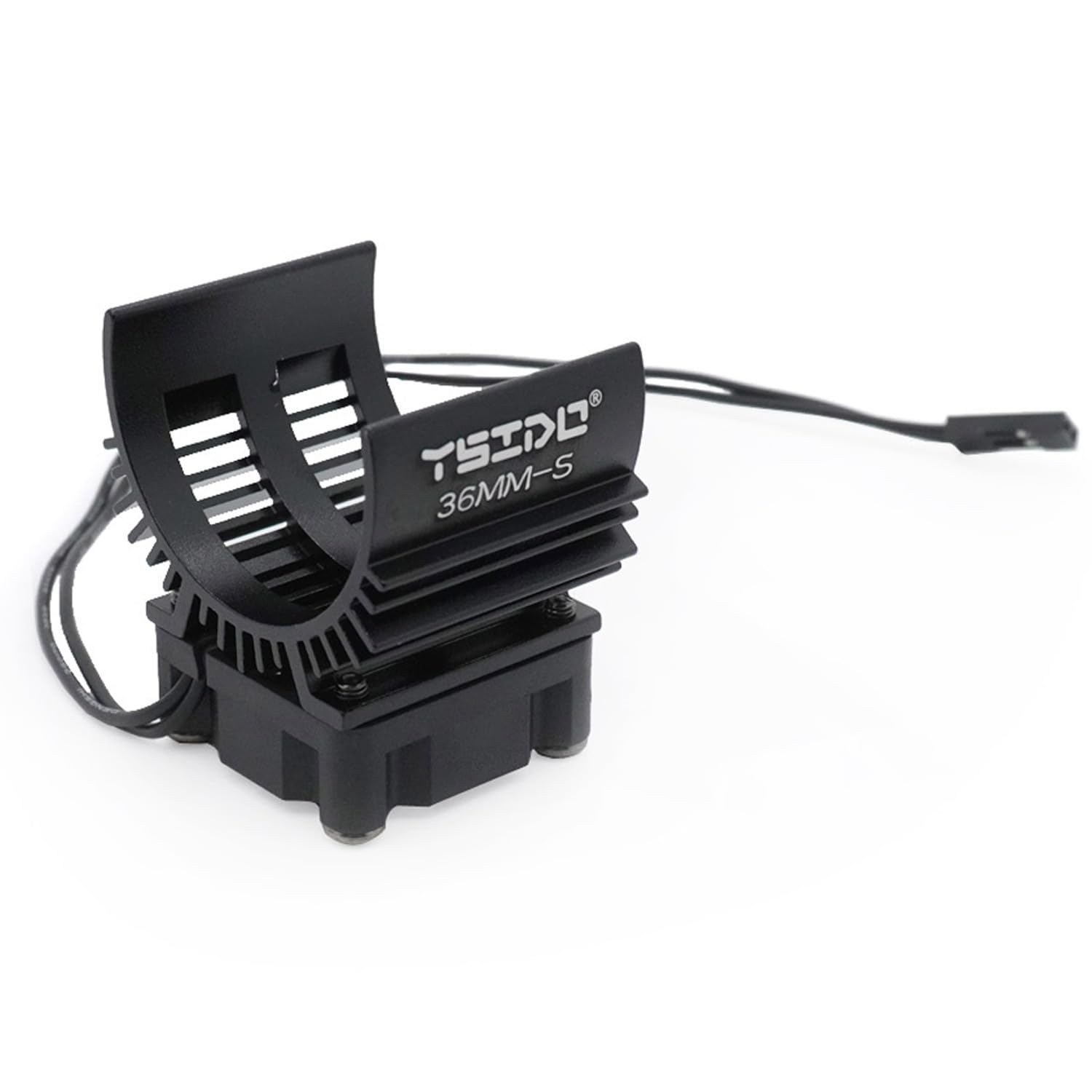 YSIDO 36MM-S Alloy Heat Sink Heatsink with 5-8.4V High Speed Cooling Fan for 1/10 1/12 RC Car 540 550 Brushed Motor F540 3650 3660 Size Brushless Motor Truck Buggy Crawler (Black)