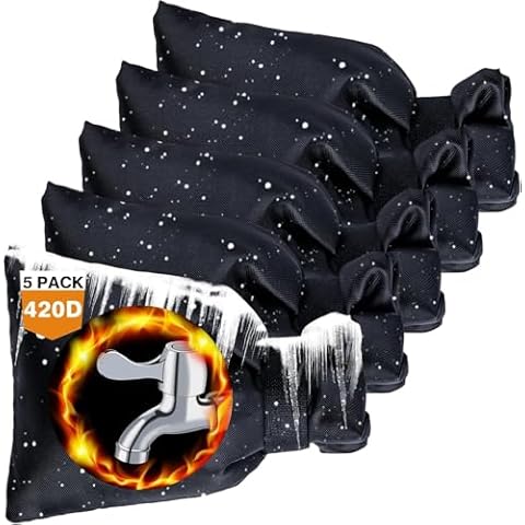 Yogayet 5 Pack Outdoor Faucet Covers for Winter Outdoor Spigot Covers Waterproof Freeze Protection, 8.3" x 5.4" Insulated Reusable Faucet Covers for Winter, Antifreeze Hose Bib Insulation Socks Cover