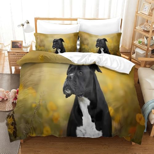 Parure de lit chien noir avec impression 3D haute définition