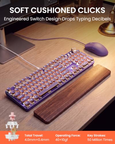 Image of Wired Typewriter Keyboard and Mouse Combo, Low Noise Pink Switch-Purple
