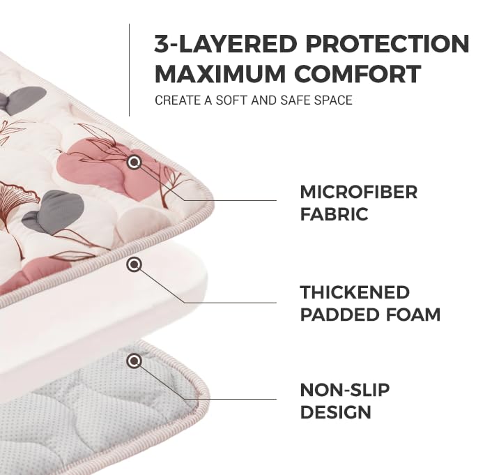 Miniatura 2 de Bunnikins & Clover Tapetes de juego para bebé para piso, 71 x 59 pulgadas, alfombra de juego suave y gruesa, plegable y antideslizante, alfombra de