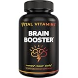 Brain Supplements with Bacopa Monnieri - for Memory and Focus – Nootropic Brain Booster - Caffeine-Free Support for Adults & Seniors – Non-GMO&comma; 30-Day Supply&comma; 30 Capsules