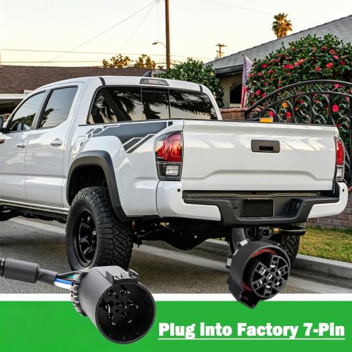 Image of 7 Pin Trailer Plug,Multi-Tow Dual Output Trailer Wiring Adapter,7 Pin to 7-Way Blade and 4-Way Flat Vehicle-Side Trailer Connector Harness Plug for Ford GM Ram Dodge Tow Socket Required