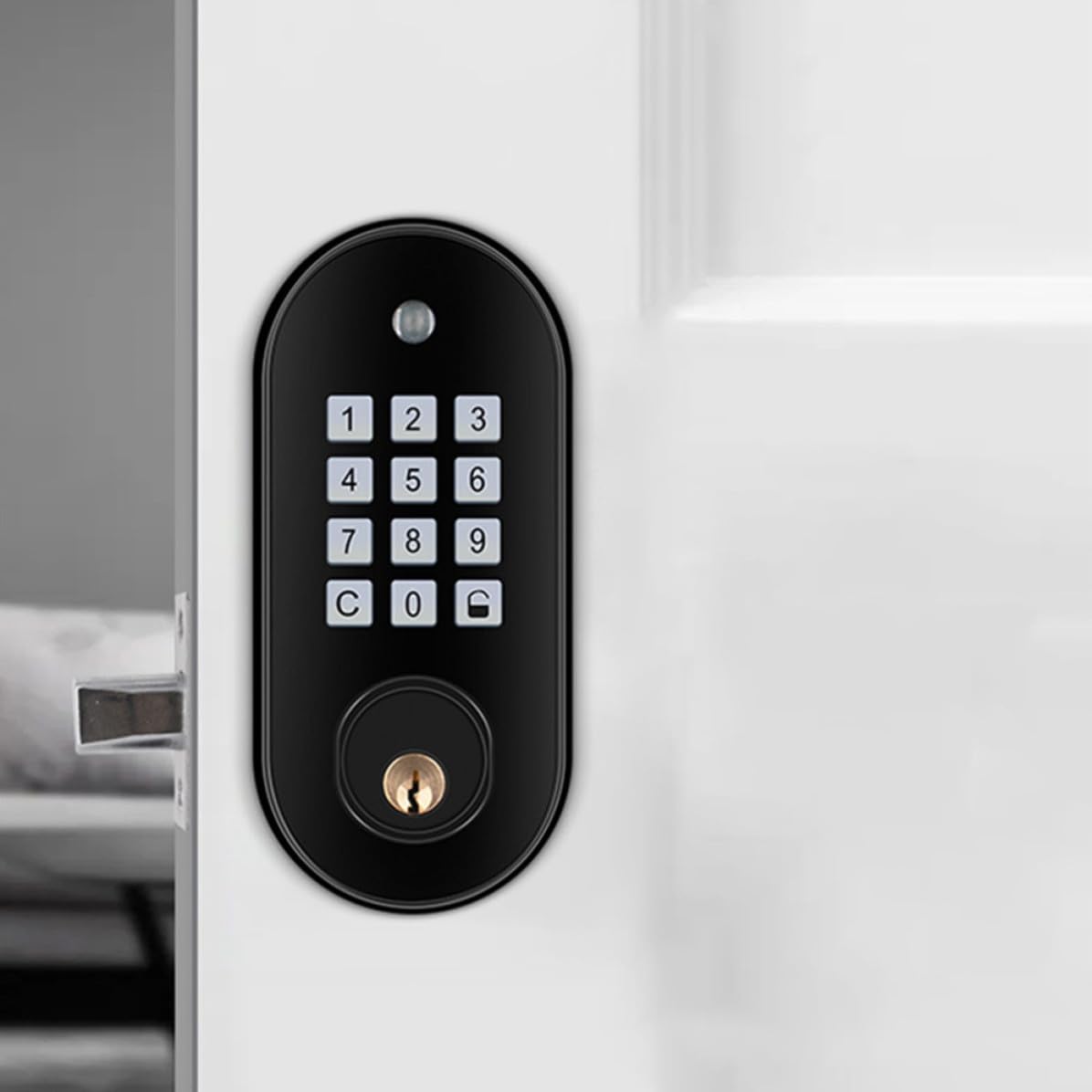 Lurrose Elektronisches Tastenschloss für Haustür mit Automatischer Verriegelung Schlüsselloses Türschloss aus Abs und Kupfer für Büro und Eingangsbereich