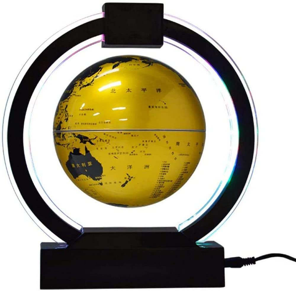 globes of earth World globe decoration 6 Inch LEDGlobe with LED Light,Yellow Magnetic Globe Floating Light for Kids, Home Office Desk Decoration