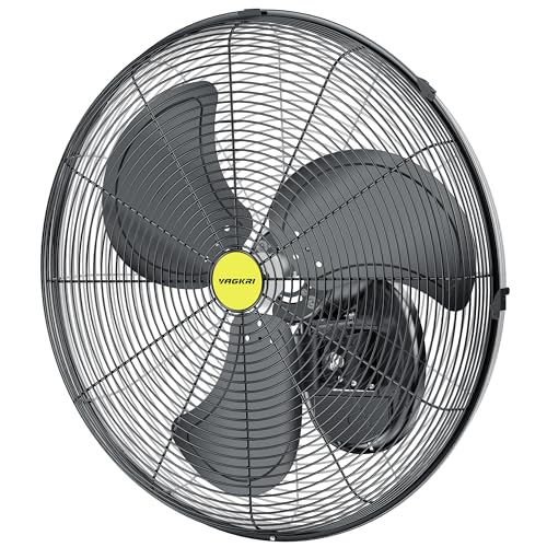 VAGKRI Wall Mount Fan, 20 Inch High Velocity Metal Oscillating Fan, 3 Speeds, 5300CFM Industrial...