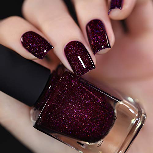Image of ILNP Madeline - Delicious Dark Berry Holographic Nail Polish, Chip Resistant, 7-Free, Non-Toxic, Vegan, Cruelty Free, 12ml