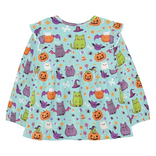Wings Cat Pumpkin Girls Shirts Cotton Long Sleeve Ruffle Toddler Tee Tops2