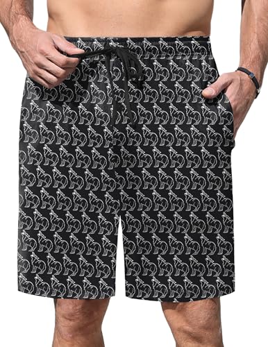 Image of Ekouaer Men's Pajama Shorts Soft Sleepwear Bottoms Elastic Waistband Loungewear Breathable Men Shorts with Pockets