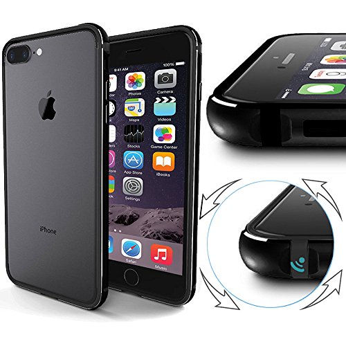 iPhone 7/8 Plus Case, IFCASE Aluminum Metal Bumper (No Signal Reduce) TPU Inner Frame Shock Absorb Slim Cases for iPhone 7/8 Plus (Jet Black)