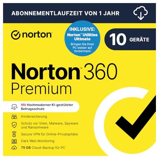 Norton 360 Premium + Utilities Ultimate 2025 | 10 Geräte | 1 Jahr |Aktivierungscode per Email