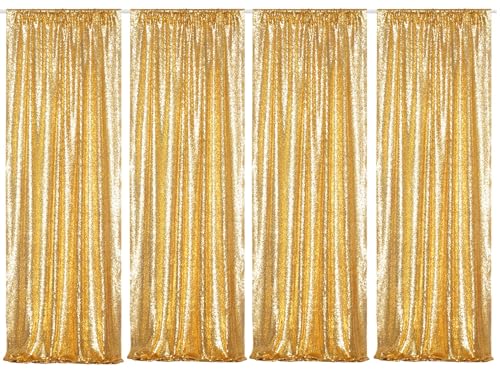 Cortinas de fondo de lentejuelas doradas 4 paneles 2ftx8ft miniatura 1