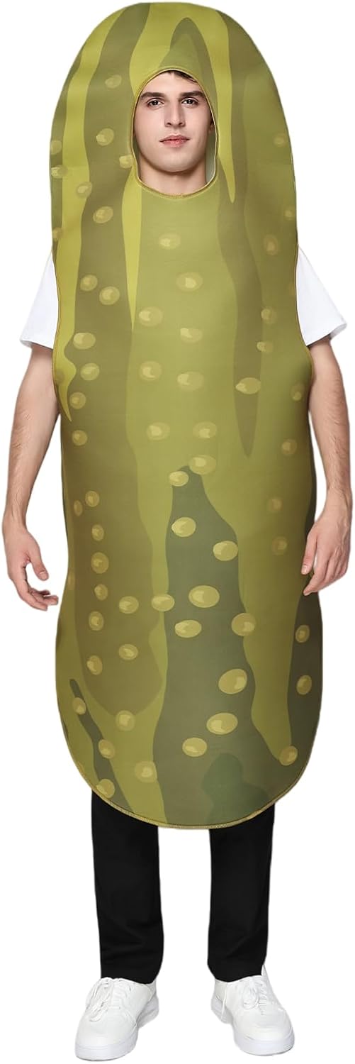 EraSpooky Adult Pickle Costume Funny Halloween Cucumber Food Outfits for Men Women - Image 2