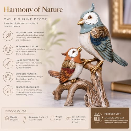 Image of ARMONIA Vintage Birds Decorative Statue for Home Decor | Italian Designer Bird Couple Showpiece | Premium Polystone Figurine | Best Romantic Gift for Girlfriend, Wife & Couples (9.8 Inch Height)