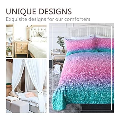 BlessLiving 3 Piece Comforter Set – 3D Printed Pink Glitter Bedding Set with Pillow Shams Girls Women Reversible… 51YXQen3f8L. SS400
