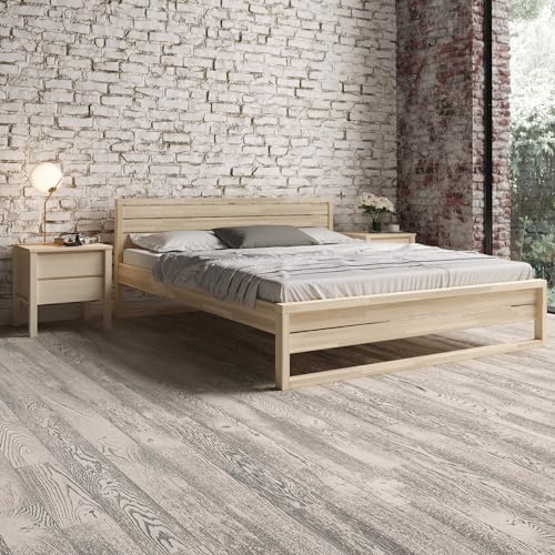 Hansales Holzbett Graatsia 180x200 ohne Rollrost, Hölzernes Kopfteil,...