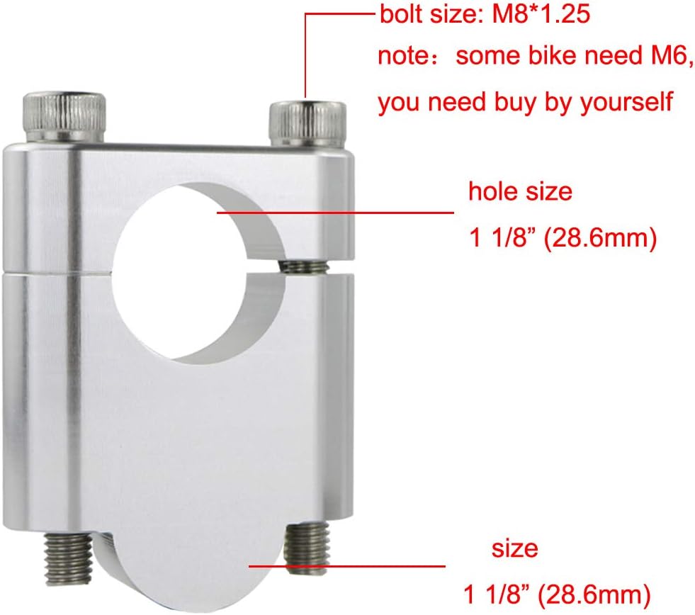Xitomer 1 1/8" 28.6mm Motorcycle ADV Dirt Bike Handlebar Risers With Clamps, Fit for S1000R/ F800R/ CTX/Speed Triple/Hypermotard (silver,20mm(25/32''))