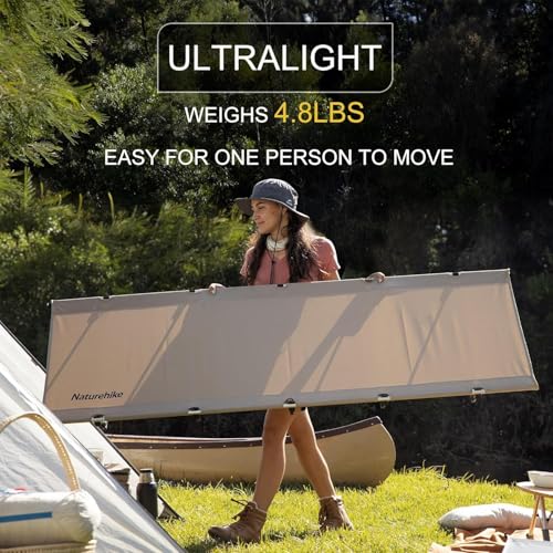 Naturehike Ultralight Camping Cot, Easy to Assemble Folding Tent Cot, Compact & Protable Camping Bed for Camping, Mountaineering, & Hiking, Supports 330lbs with Carry Bag, Kahki by Naturehike - Image 5