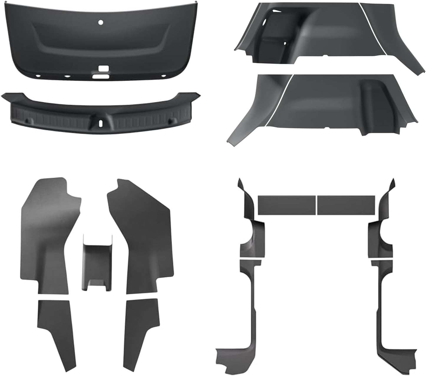 LUCKEASY 17PCS Interior Suits for Tesla Model Y Juniper 2025+ Front & Rear Door Threshold Protector | Center Console Anti-Kick Pad | Tailgate Mat & Bumper Guard | Rear Trunk Side Protective Cover