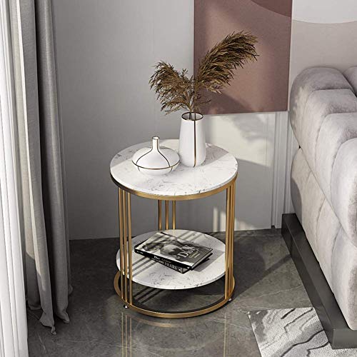 Table basse ronde en marbre double niveau pour optimiser l'espace du salon - 5