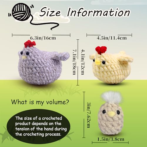 Image of Crochet Kit for Beginners,Chicken Crochet Starter Kit with Step-by-Step Video Tutorials,Crochet Animal Kits for Adults,Chicken Crocheting Set Complete Included