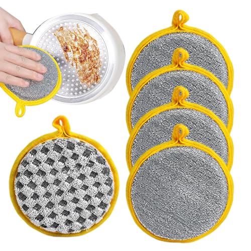 Esponjas para lavar platos, 5 unidades, esponja de doble cara, paños de cocina reutilizables para cocina, baño, hogar, esponjas de limpieza para sartenes de cocina, vajilla