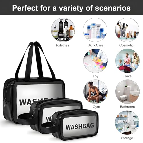 Image of Kuber Industries Pack of 2 Makeup Organizer Bag with Zip & Hand Strap | (3 Pouches Each) Travel Washbag Pouch for Men & Women | Skincare, Vanity Cosmetic & Toiletry Organiser Box | Black & Maroon
