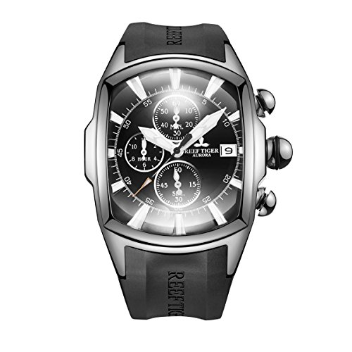 Reef Tiger Luxury Top Brand Sport Watches Steel Analog Watches with Date Chronograph Mens Watches RGA3069-T (RGA3069-T-YBB)