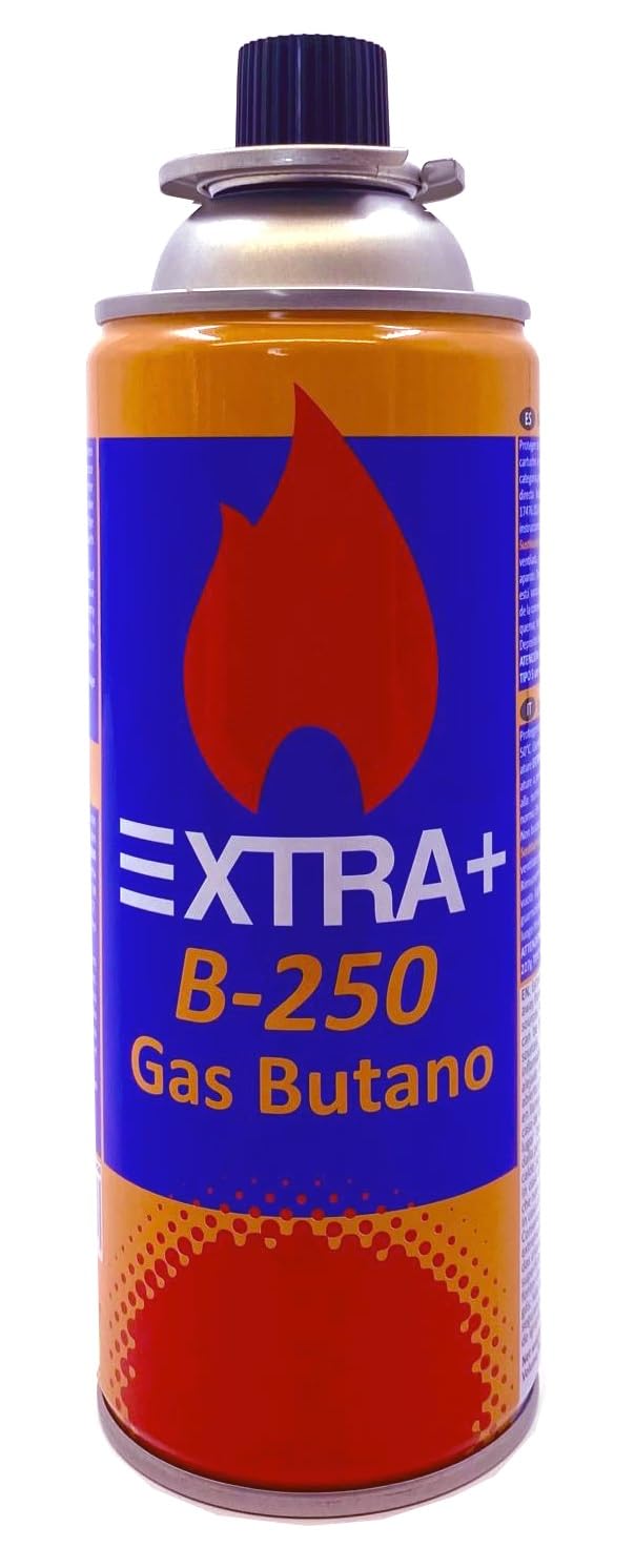 Pack de Cartuchos de Gas Butano 220g, 100% Butano Puro, para Hornillos, Quemadores y Cocinas Portátiles, con Válvula de Seguridad (12 BOMBONAS)