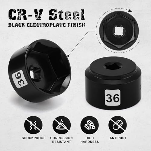 Mayouko 8 Pieces 3/8" Drive Low Profile Oil Filter Cap Wrench Socket Set, 24mm, 27mm,28mm,29mm,30mm,32mm,36mm,38mm,CR-V, Oil Filter Cap Remove and Install Tool Kit - Image 3
