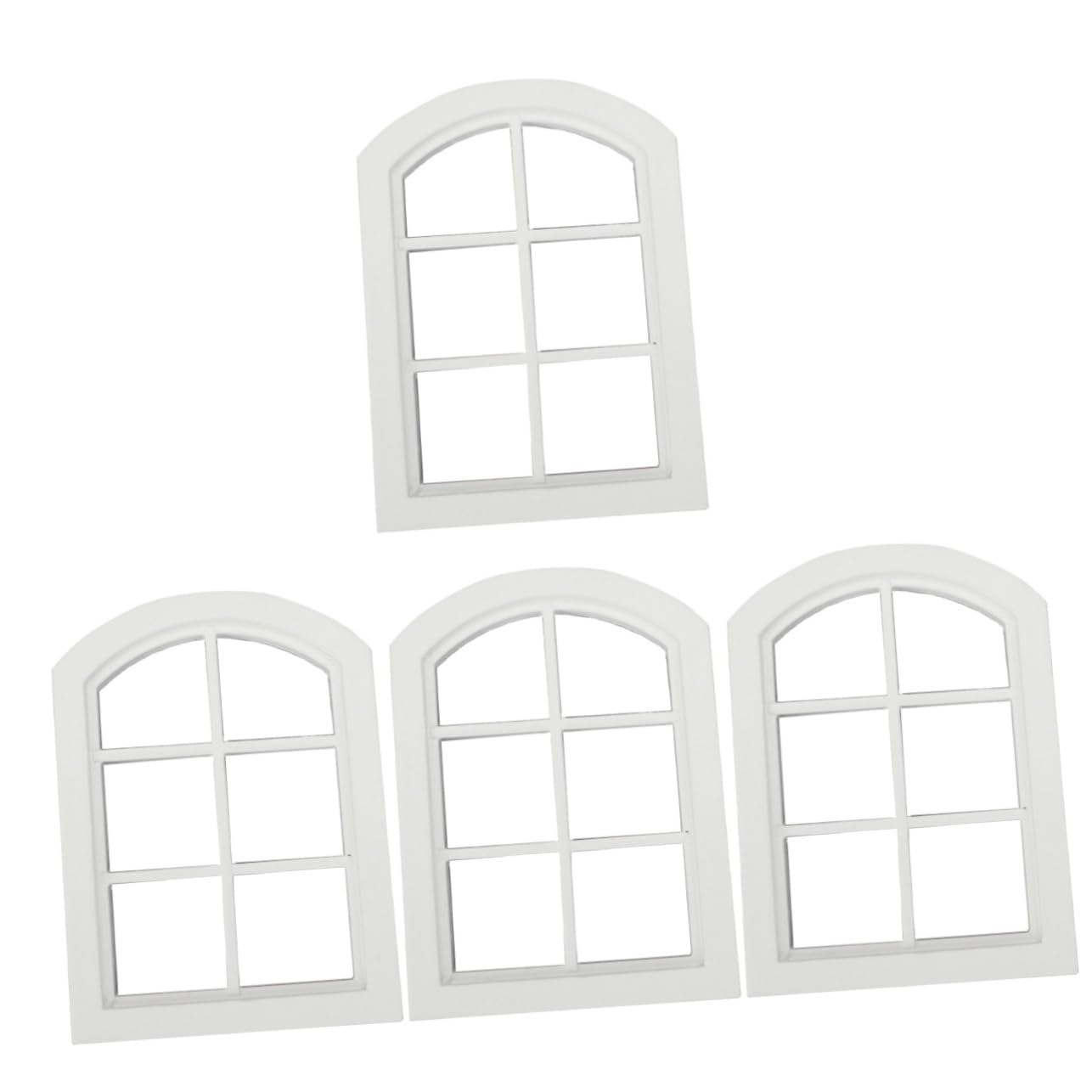 TOYANDONA Miniature Dollhouse Window Frame 4 Pieces Small Wooden Windows for Diy Doll House Accessories Tiny Home Decor 4.06X2.95X1.26 Inch