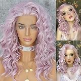 SAPPHIREWIGS Light Purple Pink Color Curly No-Tangle Glueless Women Party Daily Makeup Cosplay Party