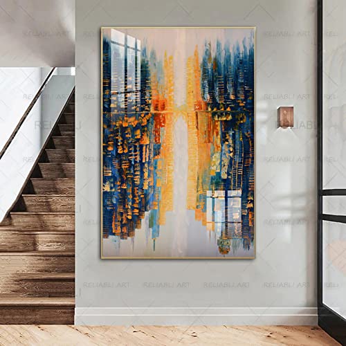 Pintura de edificio de ciudad en lienzo para sala de estar arte moderno de pared de 60x80cm 3