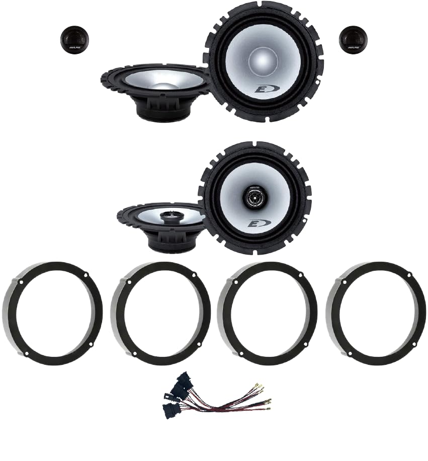 Kit Alpine de 6 altavoces SXE-1750S + SXE-1725S para VW Golf VI/ VII, Beetle 2010, Polo 2009+ 165 mm, 2 soportes delanteros, 2 traseros, 4 conectores