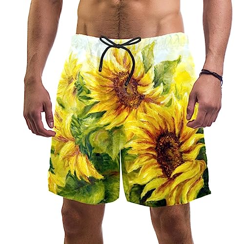 Maillots de bain hommes VERED short de plage imprimé tournesol