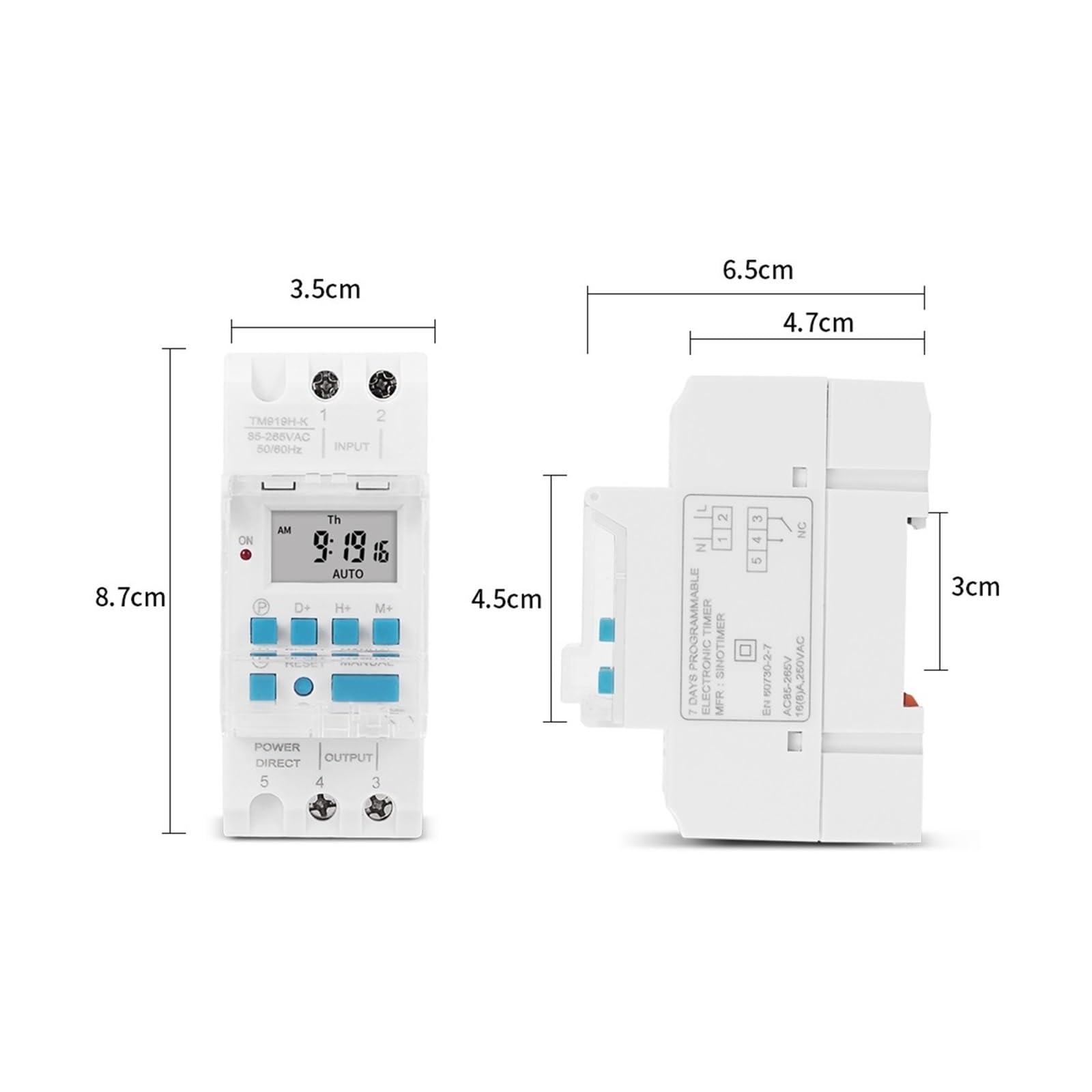 Temporizador electrónico programable semanal de 7 días con Control de Tiempo, relé de Cuenta Regresiva Digital de 16 A, 85-265 V CA, 12 V(12VAC)